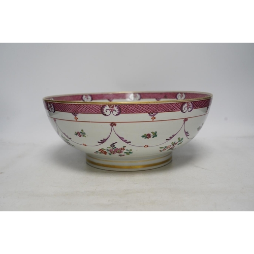 277 - A 19th century Samson famille rose bowl, 32cm diameter. Condition - slight wear to gilding