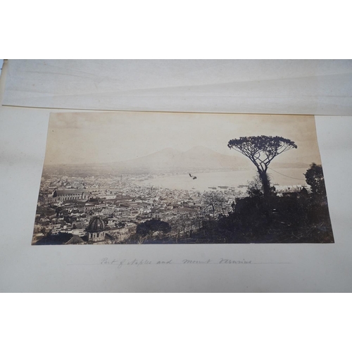 285 - A Victorian photograph book comprising photographs of Athens, the Pyramids of Giza, Rome etc. Condit... 