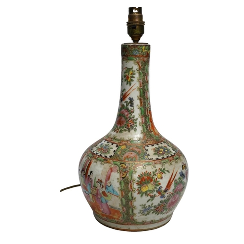 298 - A 19th century Chinese famille rose vase (converted to a lamp), 37cm total. Condition - fair to good... 