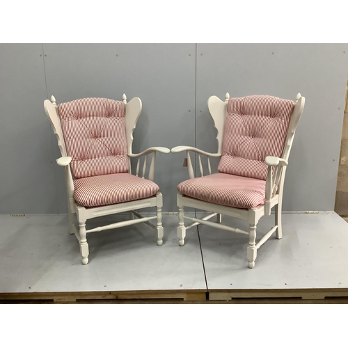 30 - A pair of 20th century Swedish painted armchairs, width 71cm, depth 62cm, height 104cm. Condition - ... 