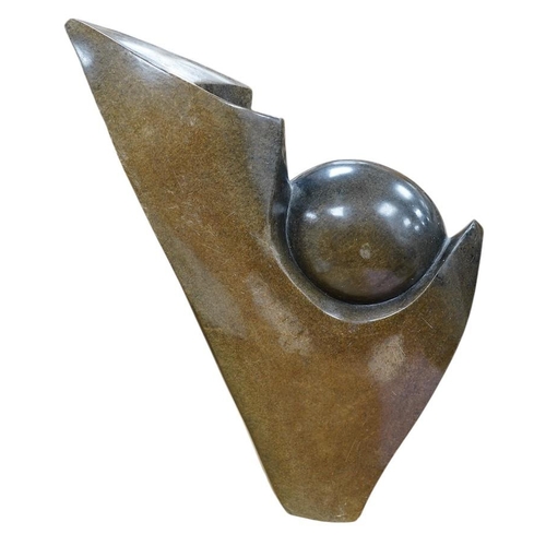 300 - Brighton Sango (1958-1995), an abstract soapstone sculpture, 44cm. Condition - fair to good