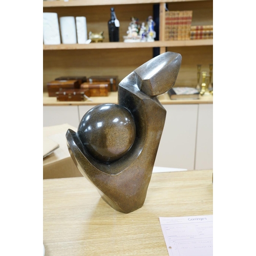 300 - Brighton Sango (1958-1995), an abstract soapstone sculpture, 44cm. Condition - fair to good