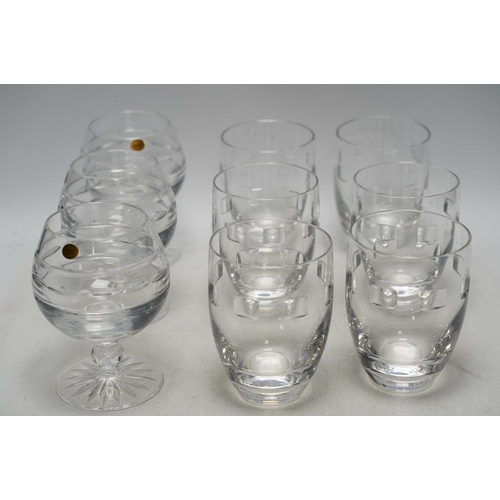 303 - A set of six Waterford 'Geo' tumblers and three Tipperary brandy balloons. Condition - good