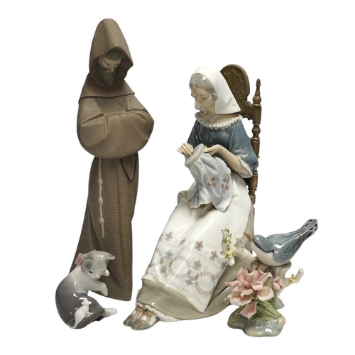 321 - Twelve various Lladro figures including birds and kittens, tallest 33cm. Condition - good