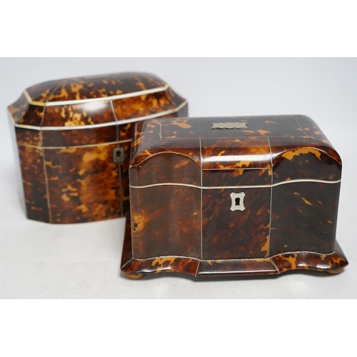 326 - Two Regency ivory inlaid tortoiseshell tea caddies, 20cm wideCITES Submission references DPGGV1RZ & ... 