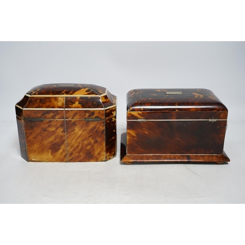 326 - Two Regency ivory inlaid tortoiseshell tea caddies, 20cm wideCITES Submission references DPGGV1RZ & ... 