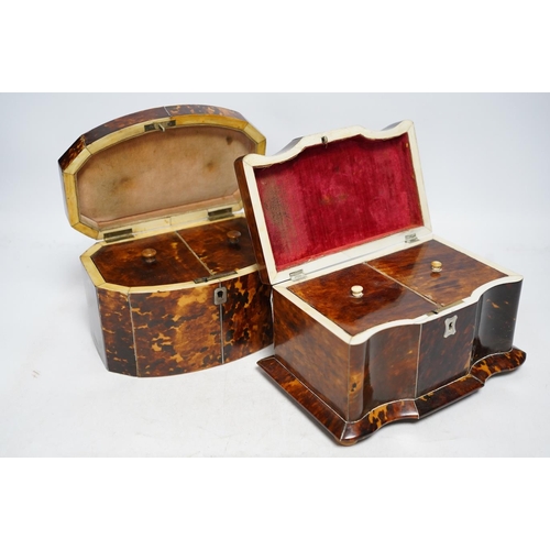 326 - Two Regency ivory inlaid tortoiseshell tea caddies, 20cm wideCITES Submission references DPGGV1RZ & ... 