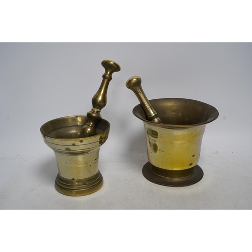 328 - Two 19th century brass pestles and mortars. Condition - fair to good