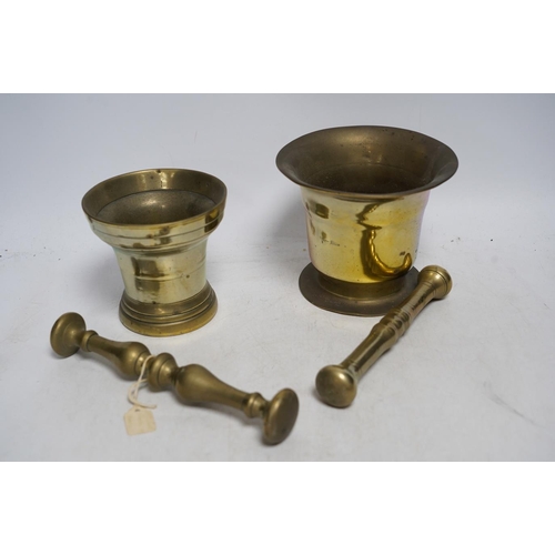 328 - Two 19th century brass pestles and mortars. Condition - fair to good