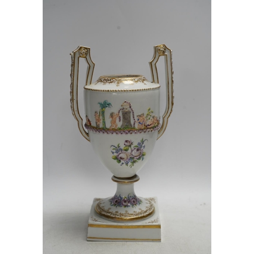 330 - A Capodimonte / Naples style urn, early 19th century 26cm. Condition - poor (base cracked)