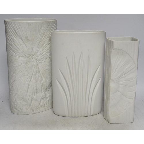 332 - Three Rosenthal white vases, tallest 26cm. Condition - good