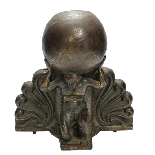 361 - A cast iron 'Atlas' fountain head, 27cm high. Condition - fair to good