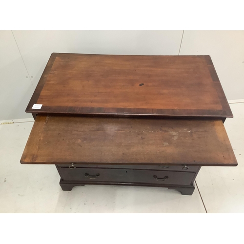 38 - A small George III mahogany chest of four drawers with brushing slide, width 94cm, depth 49cm, heigh... 