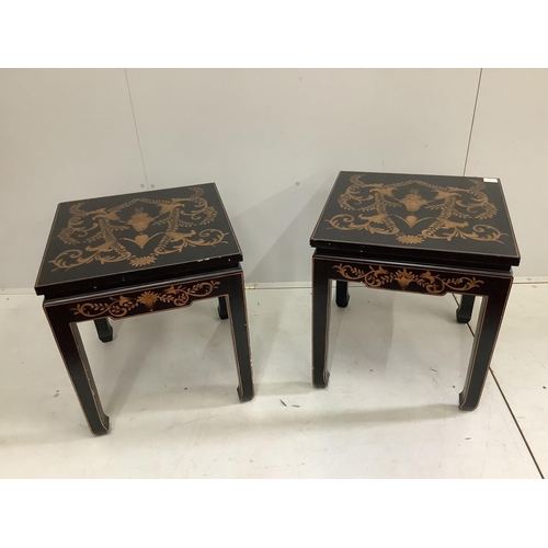 40 - A pair of reproduction painted square occasional tables, 51cm, height 57cm. Condition - fair