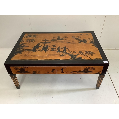 5 - A reproduction rectangular chinoiserie four drawer coffee table, width 107cm, depth 71cm, height 46c... 