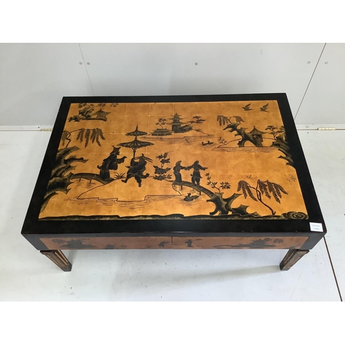 5 - A reproduction rectangular chinoiserie four drawer coffee table, width 107cm, depth 71cm, height 46c... 