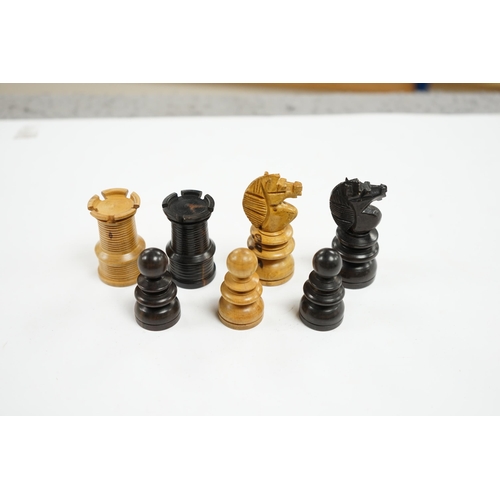 504 - A Staunton turned wood chess set. Condition - good