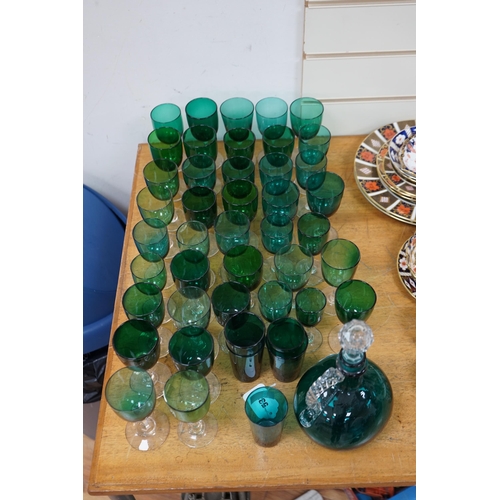 531 - A collection of Victorian green glassware including a claret jug, 24cm. Condition - mostly good... 