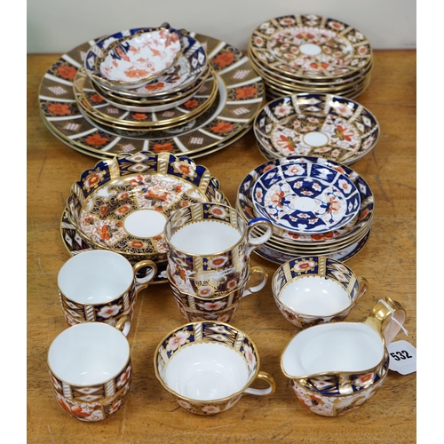 532 - A collection of mostly Royal Crown Derby and Davenport Imari pattern teawares. Condition - good... 