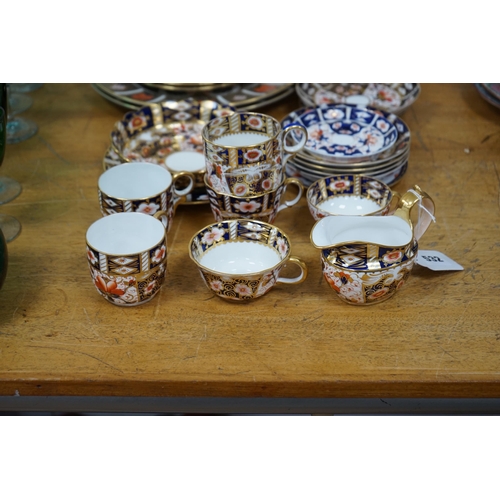 532 - A collection of mostly Royal Crown Derby and Davenport Imari pattern teawares. Condition - good... 