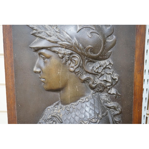 534 - After Edmond Louis Charles Tassel (French, fl. 1870-1900), a bronzed metal bas-relief plaque with th... 