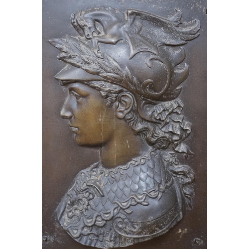 534 - After Edmond Louis Charles Tassel (French, fl. 1870-1900), a bronzed metal bas-relief plaque with th... 