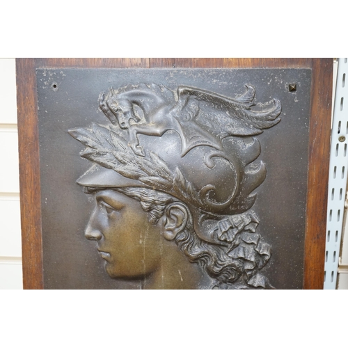 534 - After Edmond Louis Charles Tassel (French, fl. 1870-1900), a bronzed metal bas-relief plaque with th... 