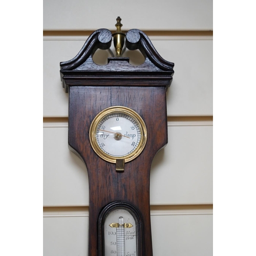 536 - A 20th century mahogany banjo barometer, 99cm. Condition - good, not tested as working