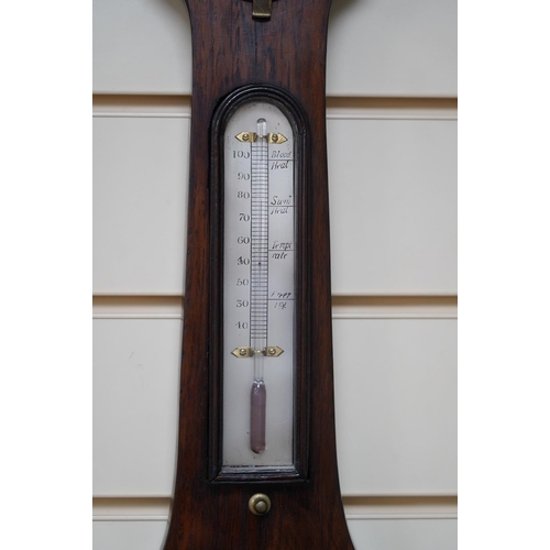 536 - A 20th century mahogany banjo barometer, 99cm. Condition - good, not tested as working