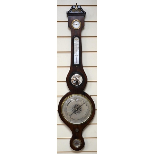 536 - A 20th century mahogany banjo barometer, 99cm. Condition - good, not tested as working