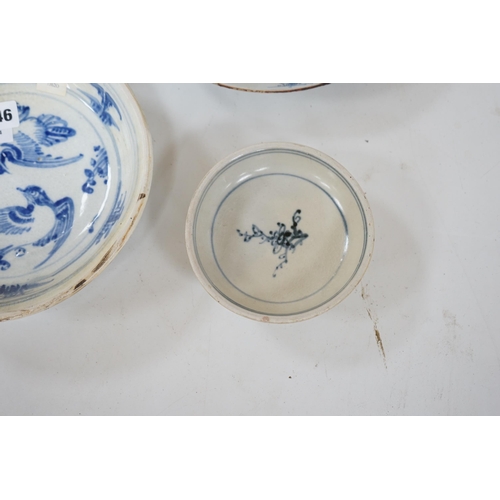 546 - Three 15th century pieces from the Saga Visal Hoi-an hoard Vietnamese shipwreck and a delft dish, 26... 