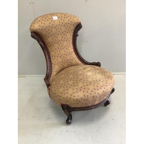 58 - A Victorian mahogany nursing chair, width 58cm, depth 54cm, height 82cm. Condition - fair