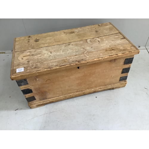 60 - A Victorian pine trunk, width 77cm, depth 42cm, height 35cm. Condition - poor