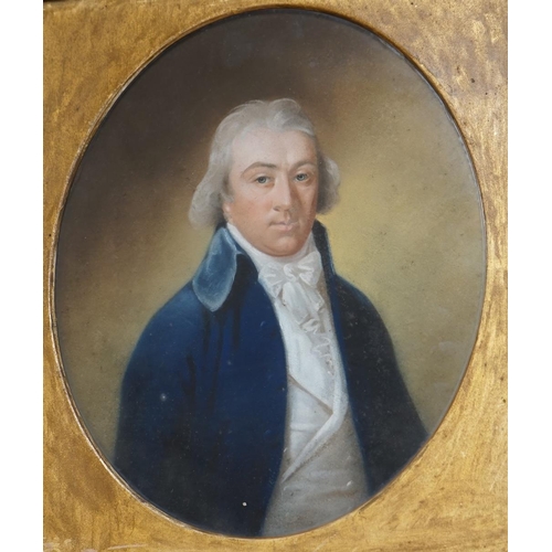 642 - Early 19th century, English School, oval pastel, Portrait of Latham Backer, Major of the 63rd, inscr... 