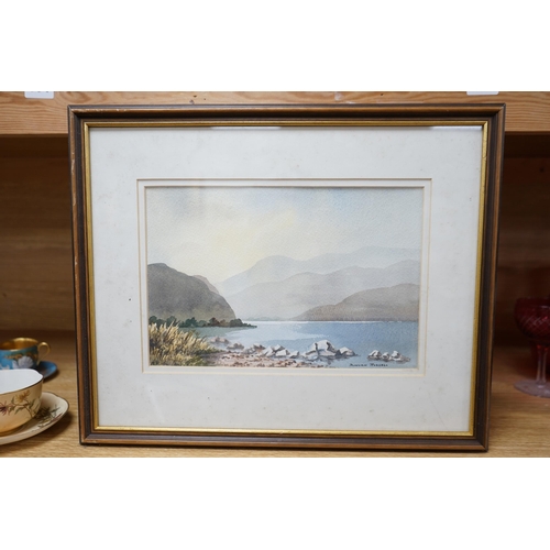 664 - Duncan Russell (20th. C), watercolour, Ennerdalewater, signed, 17.5 x 26cm. Condition - fair... 