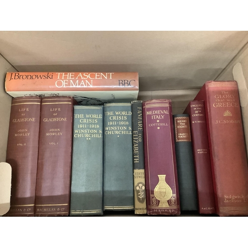 7 - ° ° Three boxes of assorted books, mainly world history. Condition - fair