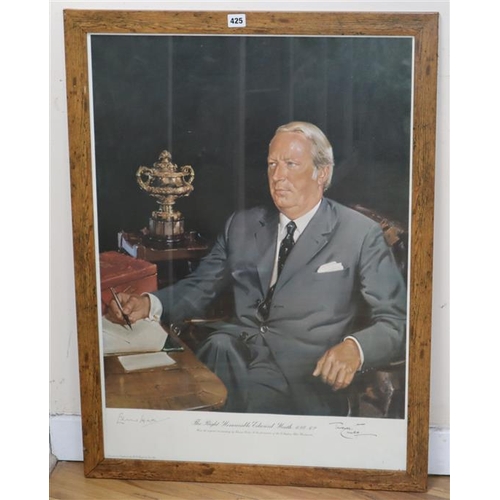 700 - Terence Cuneo (1907-1996), colour print, Portrait of the Rt. Honourable Edward Heath, signed in ink ... 