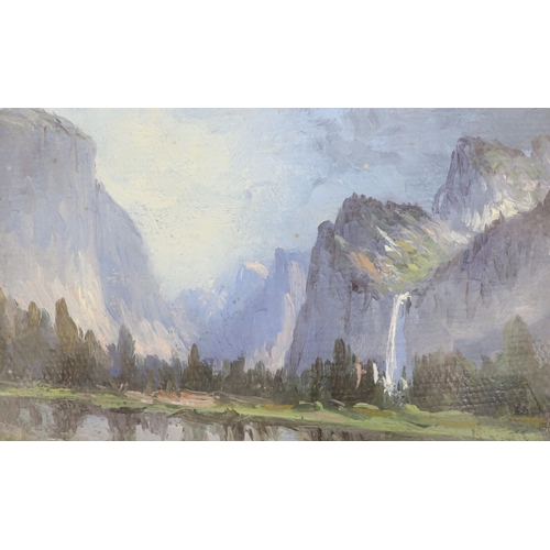 703 - Arthur W. Best (American, 1859-1935), oil on canvas, 'Yossemite Valley, San Francisco', inscribed ve... 