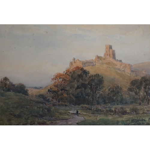 719 - Gerald Ackermann (1876-1960), watercolour, Corfe Castle, signed and dated 1910, 25 x 36cm. Conditi... 