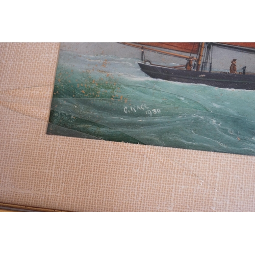 727 - George Race (1872-1957), oil on board, Lowestoft Trawler, signed and dated 1930, together with a s... 