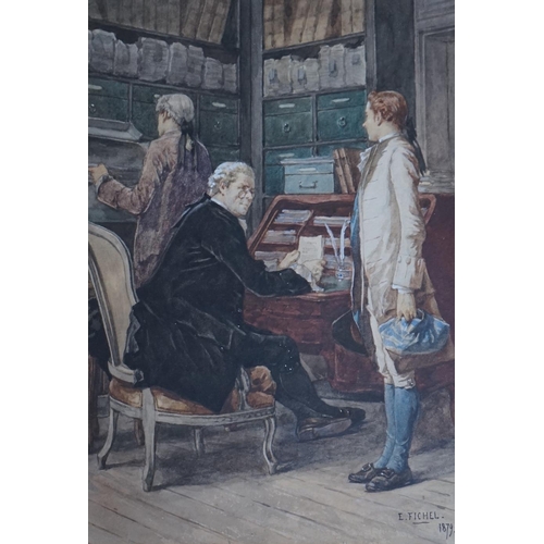 732 - Eugene Benjamin Fichel (French, 1826-1895), watercolour, The Introduction, signed and dated 1879, ... 