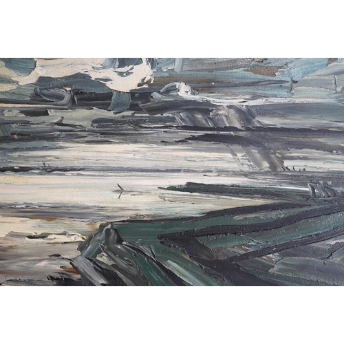 752A - David Smith (British, 1930-1999), impasto oil on board, Seascape, signed and dated 1964, 95 x 117cm.... 