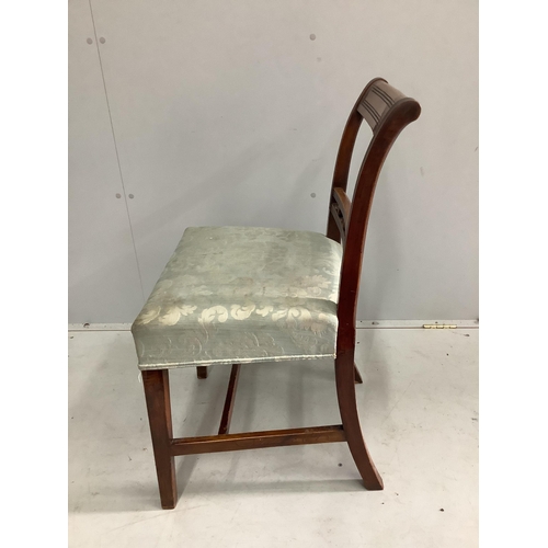 78 - A set of six George III mahogany dining chairs, width 49cm, height 85cm. Condition - fair