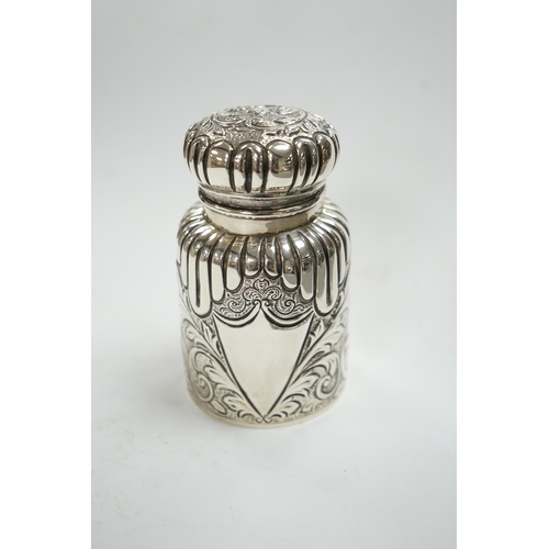 833 - A late Victorian embossed silver scent bottle, by Arthur Wilmore Pennington, Birmingham, 1890, 95mm.... 