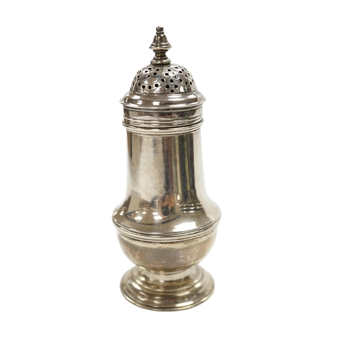 847 - A George III silver baluster pepperette, by Samuel Wood, London, 1768, 10.7cm (cover unmarked). Cond... 