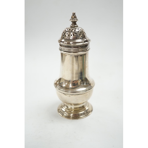 847 - A George III silver baluster pepperette, by Samuel Wood, London, 1768, 10.7cm (cover unmarked). Cond... 