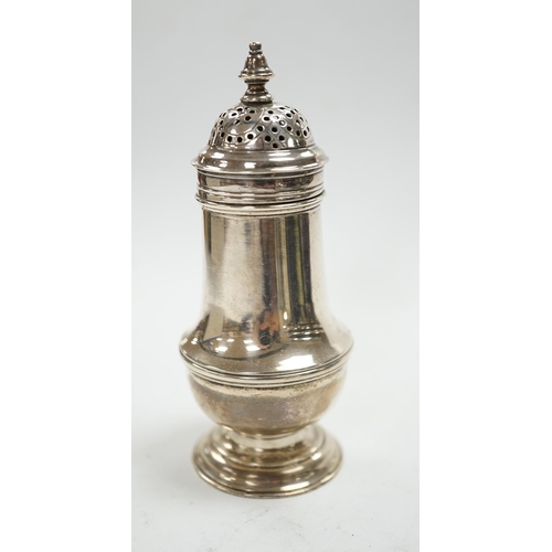 847 - A George III silver baluster pepperette, by Samuel Wood, London, 1768, 10.7cm (cover unmarked). Cond... 