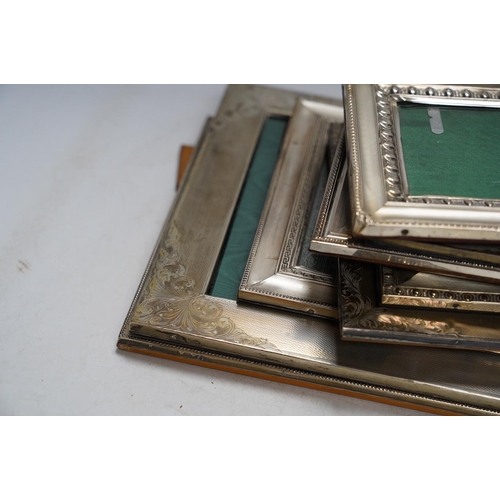 857 - Nine assorted late 20th century 800 standard white metal mounted photograph frames, mainly Italian, ... 