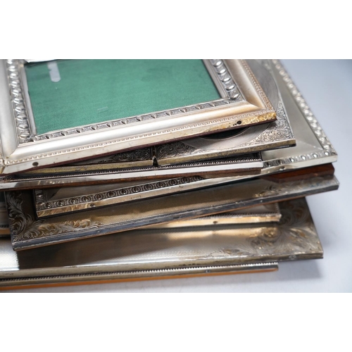 857 - Nine assorted late 20th century 800 standard white metal mounted photograph frames, mainly Italian, ... 