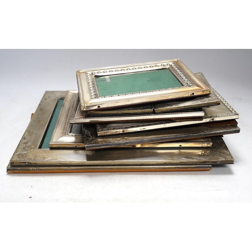 857 - Nine assorted late 20th century 800 standard white metal mounted photograph frames, mainly Italian, ... 